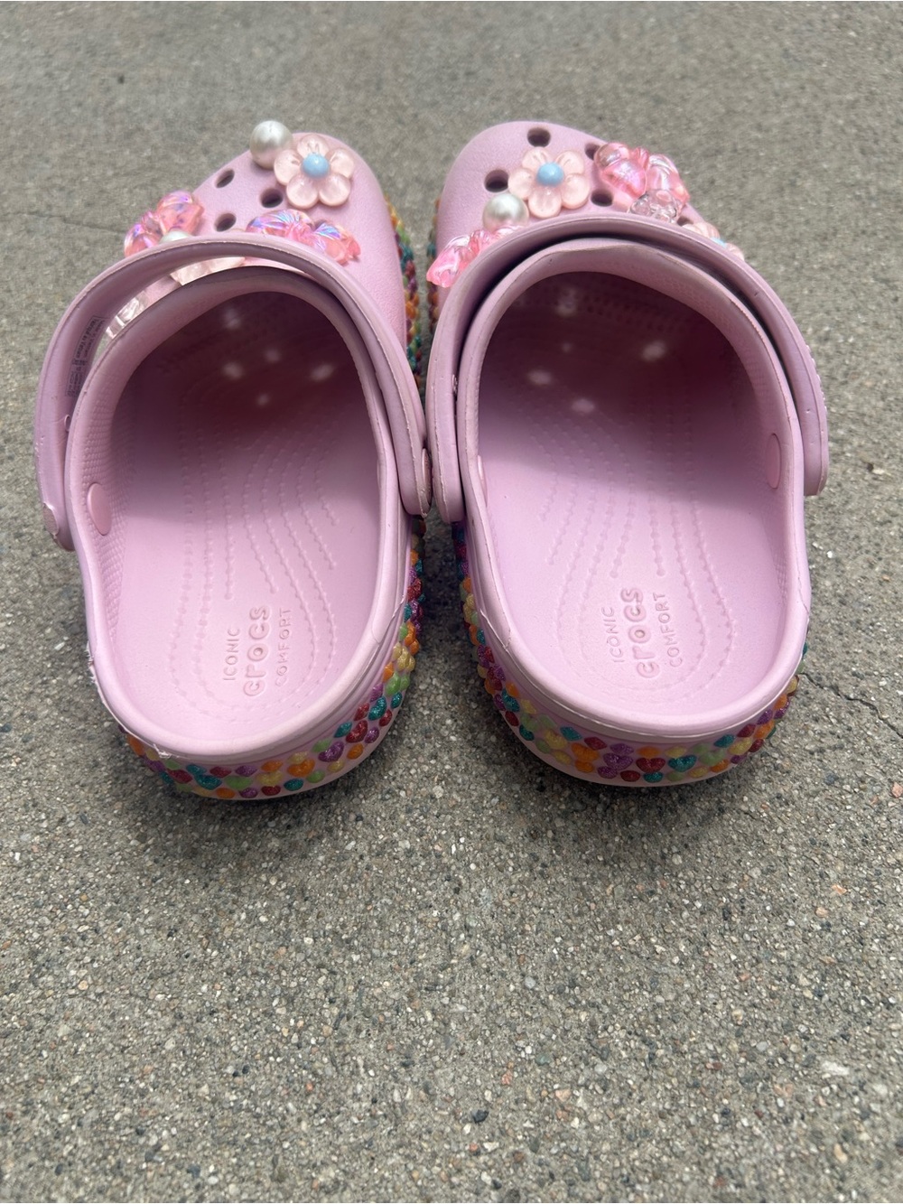 Crocs Kids' Classic Clog with Pink Floral Charms size 10C - Picture 4 of 4